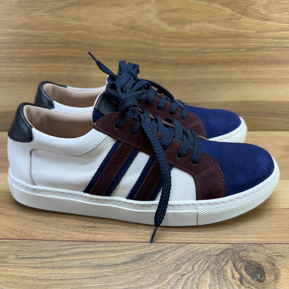 Corso Roma Low Top Sneakers Womens 6.5 EU 37 White Navy Burgundy Suede Casual